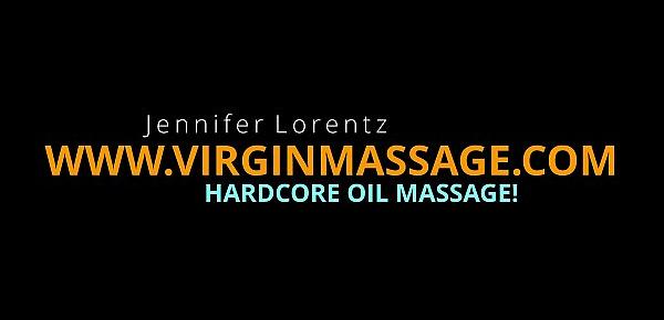  Jeniffer being first time virgin massaged
